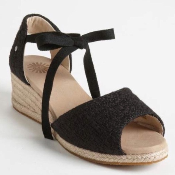 UGG Women's Classic Black Delmar Espadrille Wedges - Picture 13 of 13